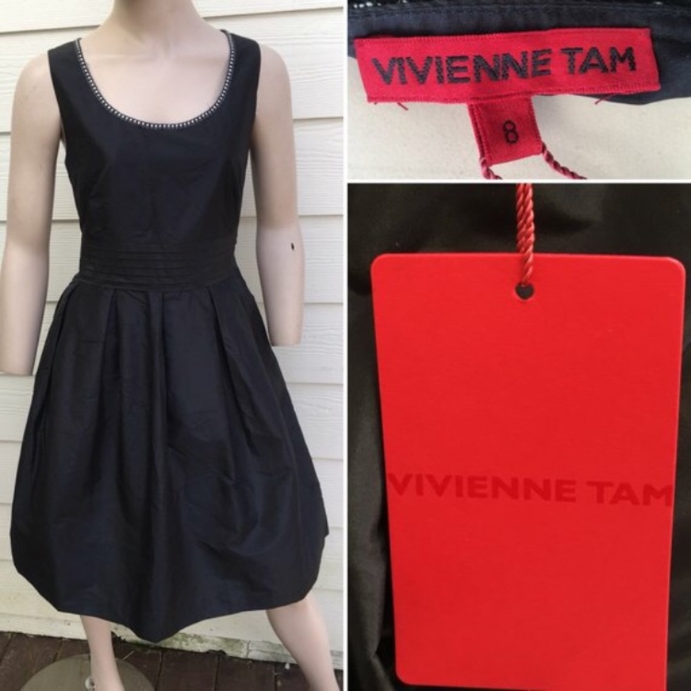 Vivienne Tam Black Silk Black Cocktail Dress
